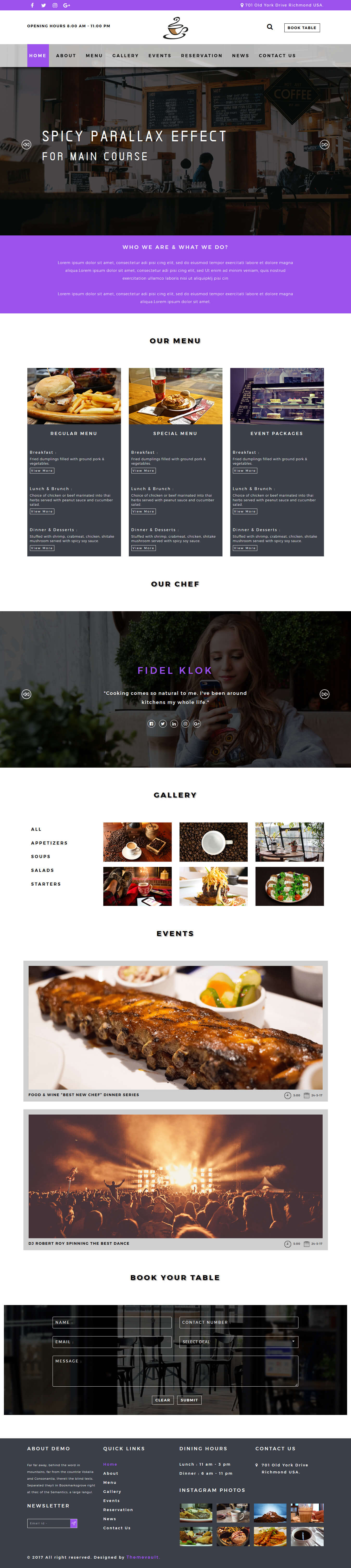 Kafe – Responsive Free Coffee Shop Website Template | ThemeVault